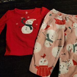Carter's Festive Snowman Pajama Set - Red and Pink